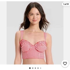 Colsie Red Gingham Bralette Bustier